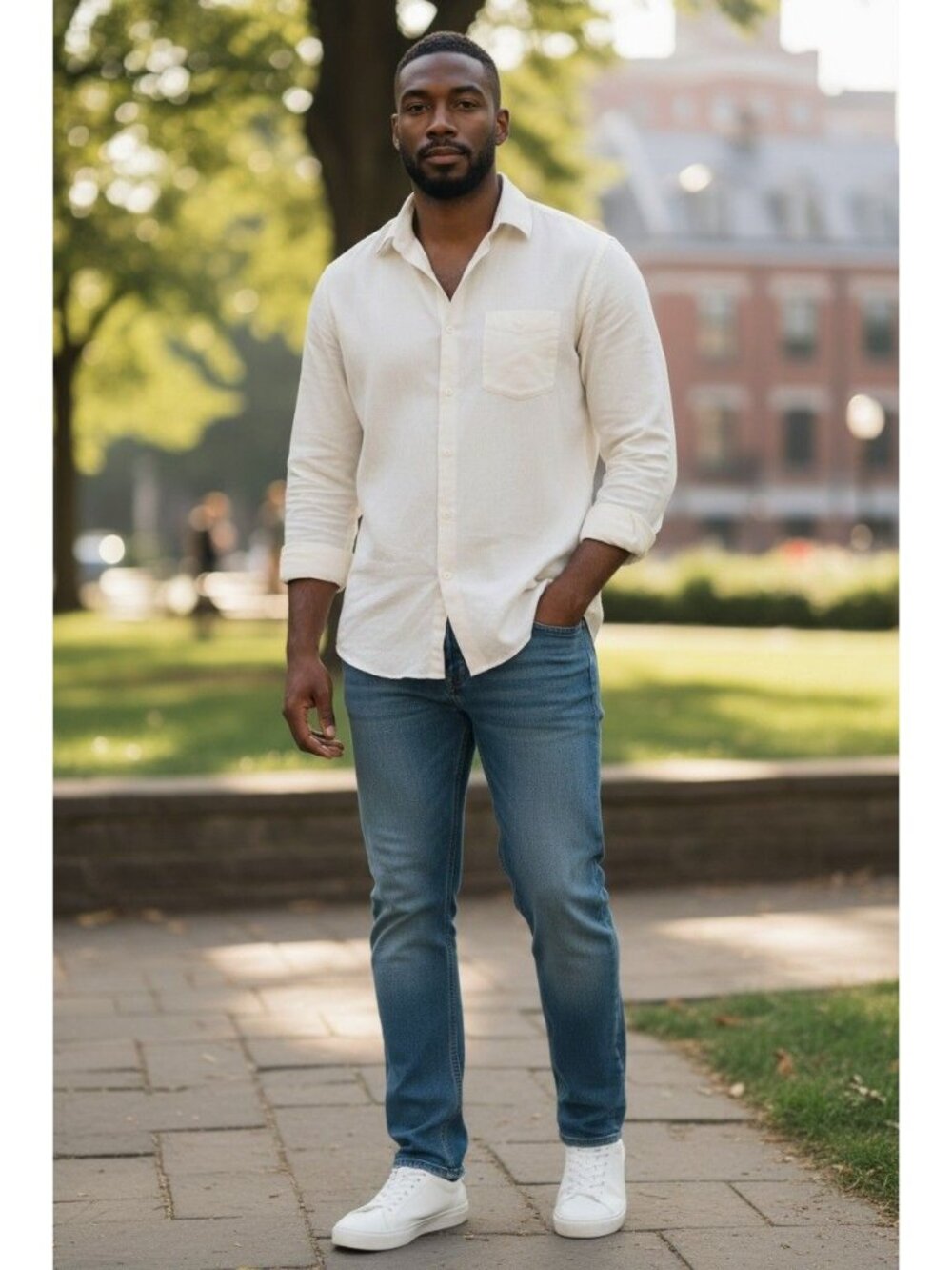 Alexander Julian Colours White Button-Up Shirt Size Large